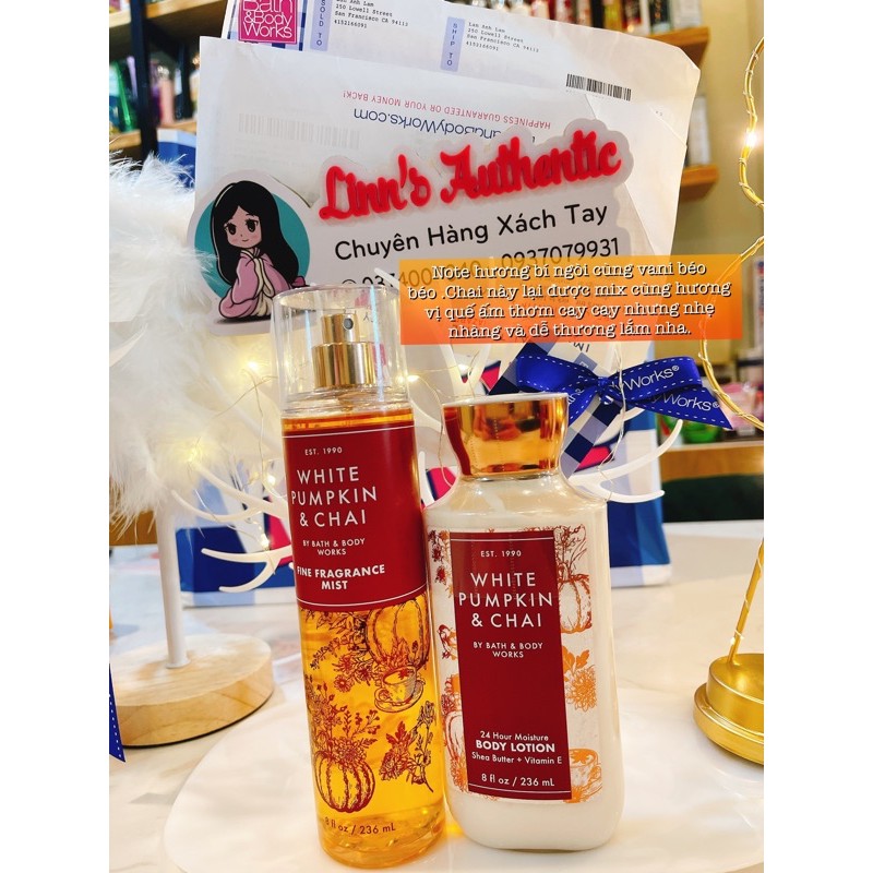 BILL BBW XỊT THƠM BODY MIST WHITE PUMPKIN CHAI USA