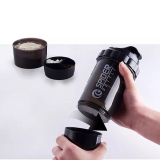 Bình shake bình nước thể thao Spider Bottle 3 ngăn