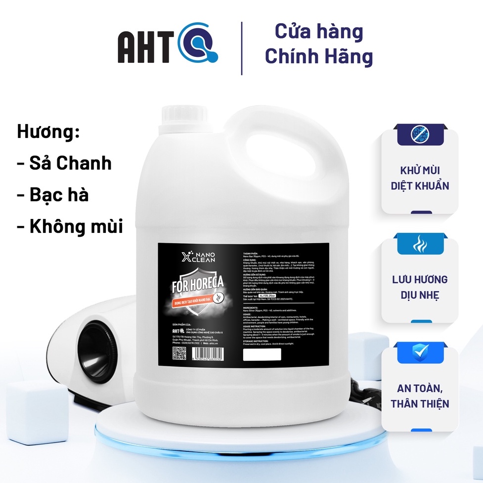 Dung dịch phun khói khử mùi ô tô, xe hơi Nano Xclean For Horeca 4L-Diệt Khuẩn Khử Mùi Nấm Mốc - Nano Bạc AHT Corp (AHTC)