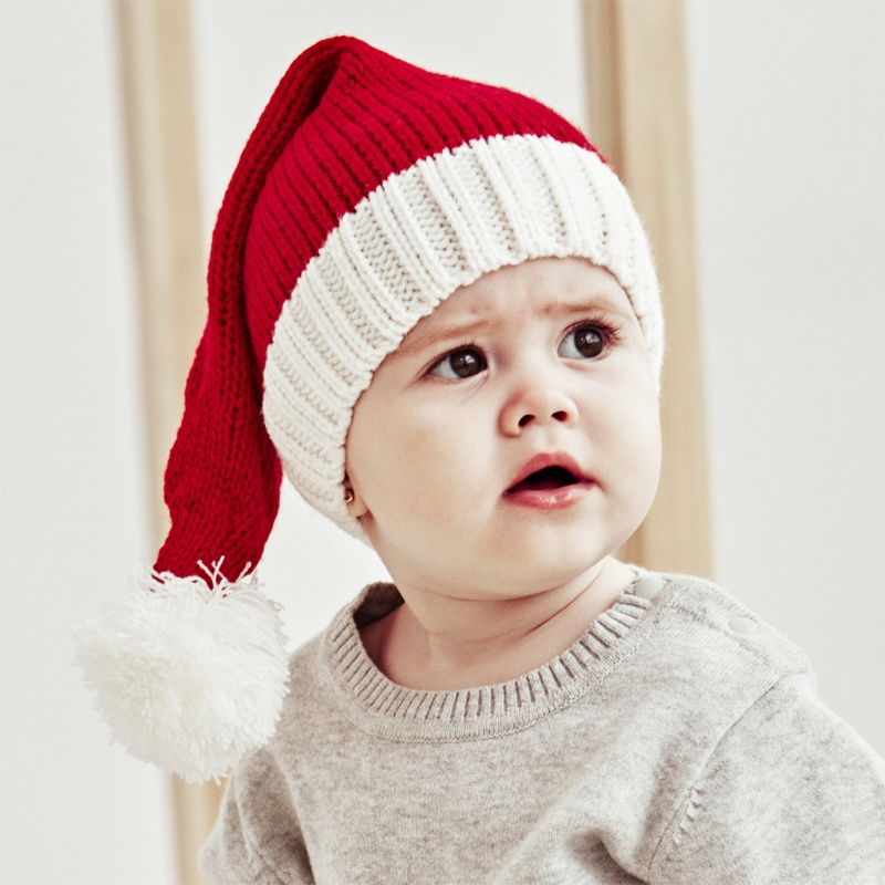 Mũ Len Beanie Đơn Giản Màu Đỏ Phong Cách Giáng Sinh Năm Mới Cho Mẹ Và Bé