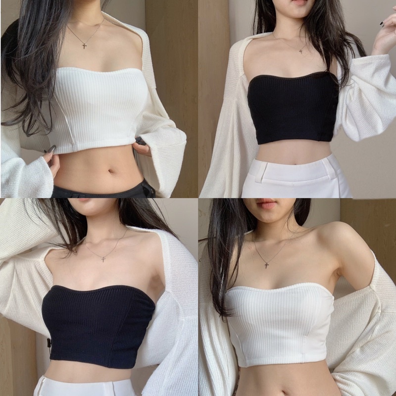 Áo Ống Cúp Ngực Không Đệm IRISVIEL Kiểu Croptop Không Dây, Áo Quây Ngực Croptop Chất Thun Tăm Co Giãn Ôm Body