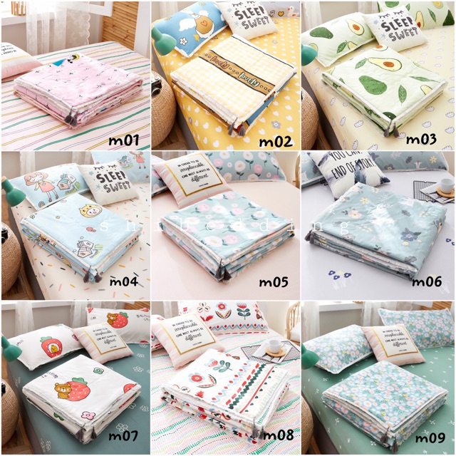 Set Chăn Ga Cotton Living Trần Bông 10 Mẫu Hoạ Tiết 5D Mềm Mát Siêu Đáng Yêu (Shinbedding.shop)