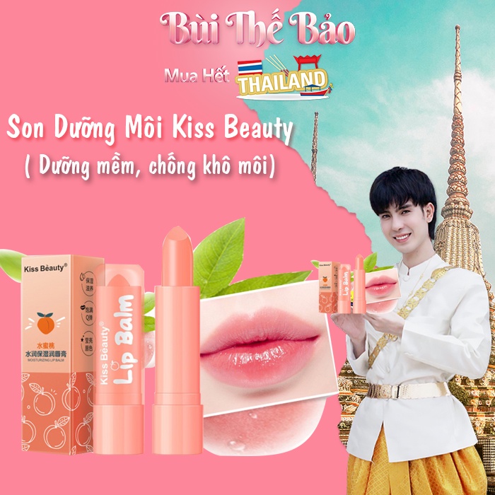 Son Đào Dưỡng Môi Kiss Béauty   Giảm Khô Môi, Mềm Mượt Môi