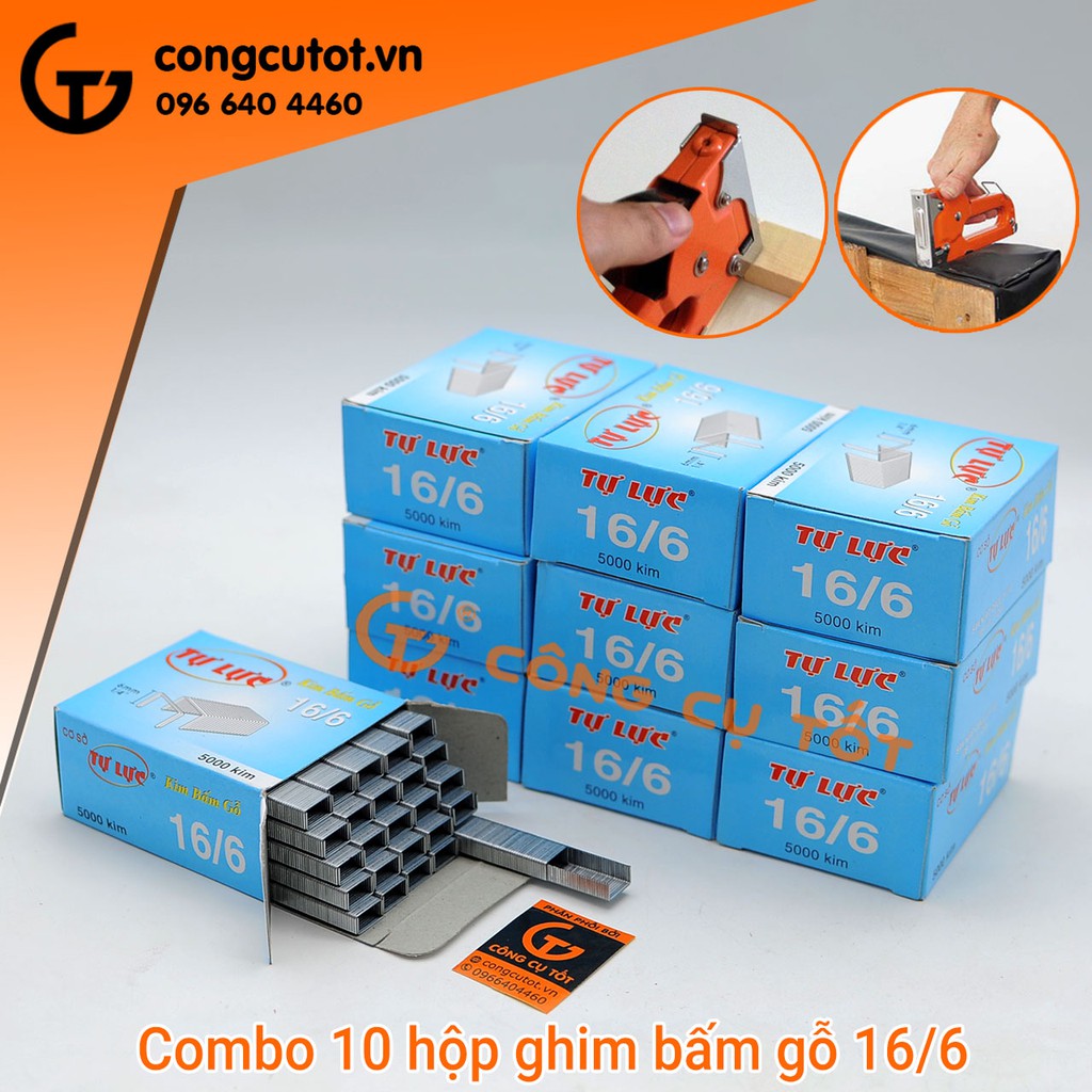 Combo 10 hộp ghim bấm gỗ tự lực 16/6