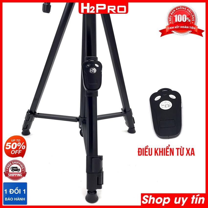 Chân Máy Ảnh, Điện Thoại Tripod 3388 Điều Khiển Từ Xa, Cao 1.4M, Khung Nhôm Chắc Chắn, Chụp Ảnh, Quay Video-H2pro Tech