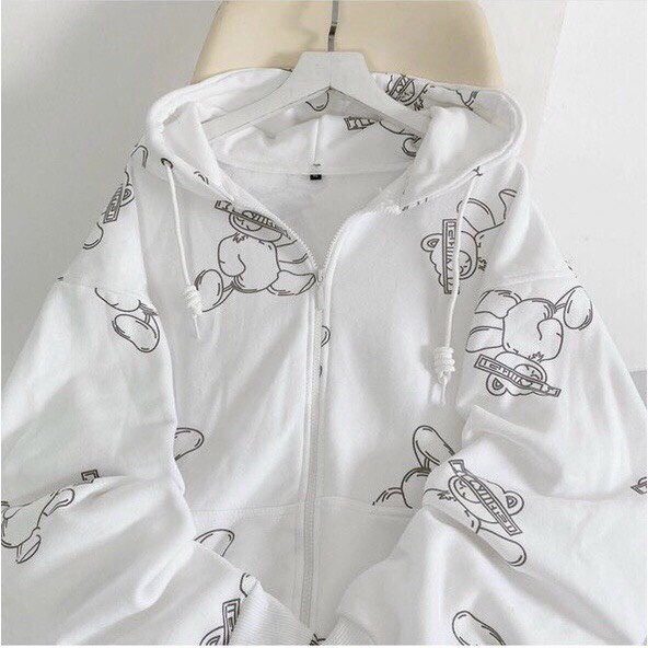  Áo Hoodie Nam Nữ Form Rộng Trắng In Hình Cute FREESIZE | BigBuy360 - bigbuy360.vn