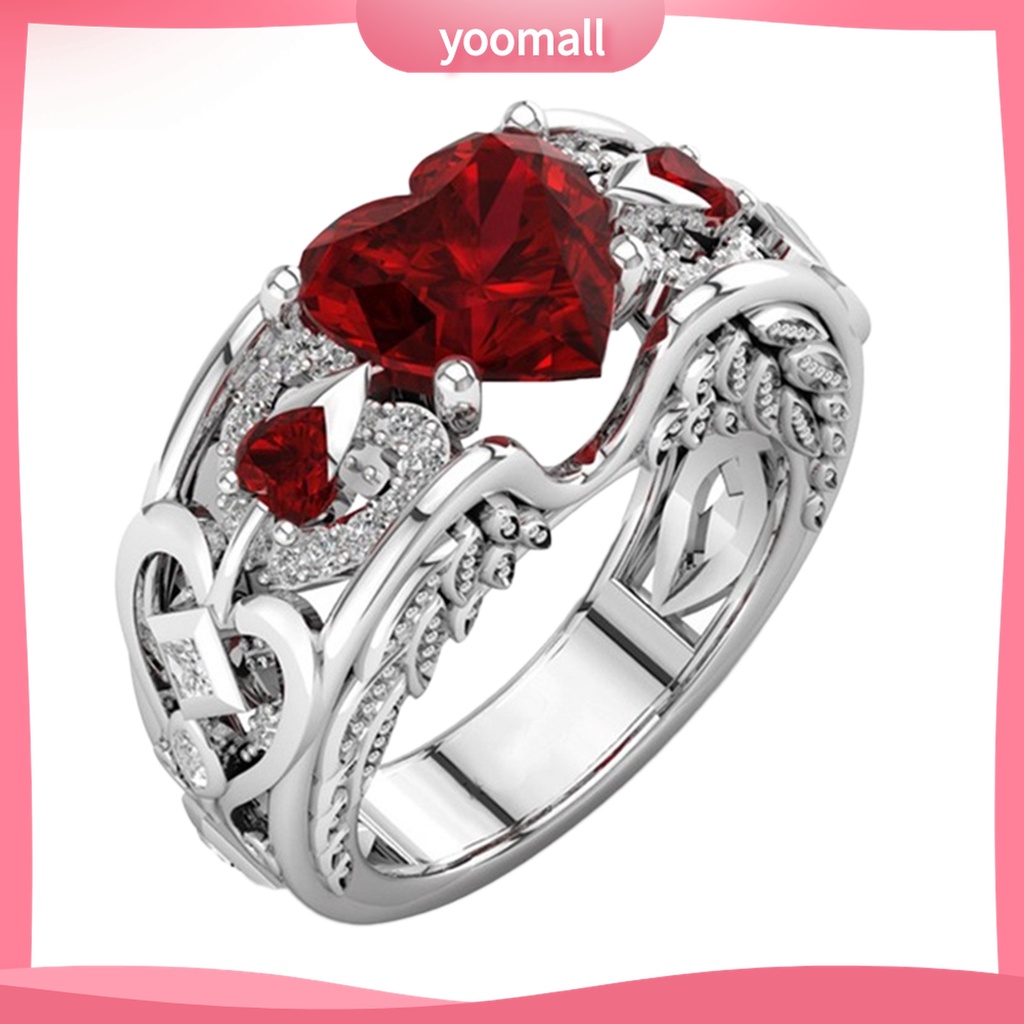 Yomall♡ Nhẫn Hợp Kim Hình Trái Tim Phong Cách Châu Âu Lãng Mạn Cho Nữ