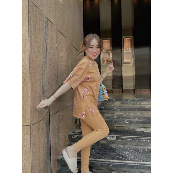 Set áo thun gấu quần dài ôm siêu hot