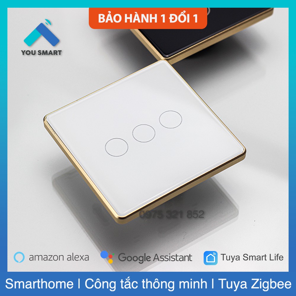 Công Tắc Thông Minh Zigbee VUÔNG Viền Nhôm Cao Cấp 1-2-3-4 Nút (Vuông)