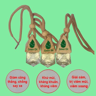 Combo 3 lọ tinh dầu bạc hà treo xe Green Oil, hương thơm mát, chống say xe, đuổi muỗi, chuột