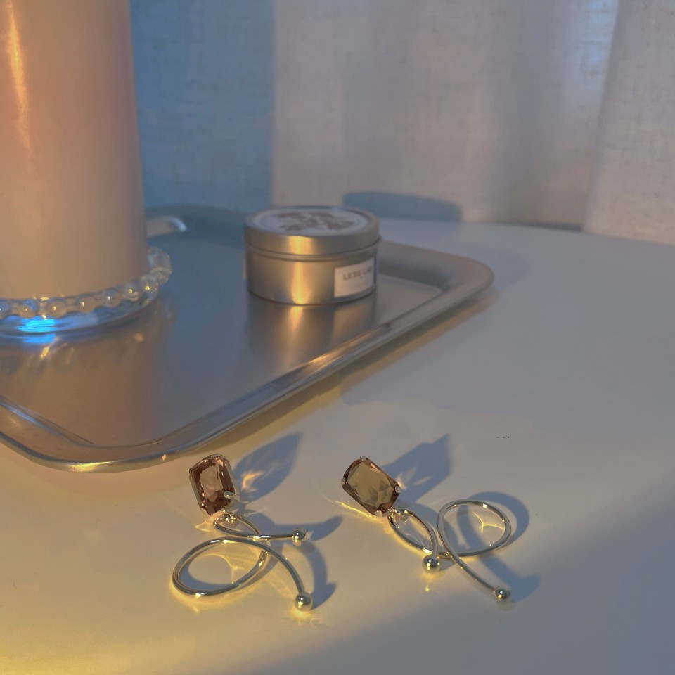 Khuyên Tai Tua Rua Dáng Dài Đính Đá Zircon Màu Hổ Phách Tự Nhiên Phong Cách Hàn Quốc Ngọt Ngào