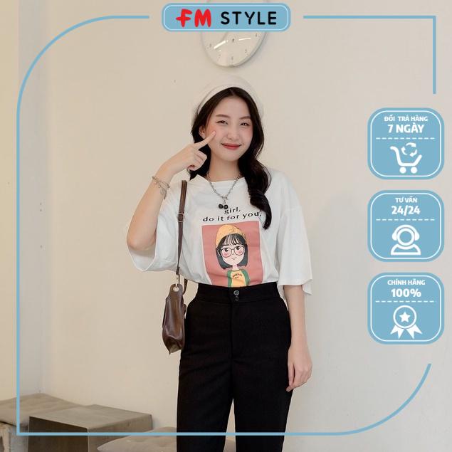 Áo thun tay lỡ cho nam và nữ | Áo thun cotton form rộng in hình bé gái | Fmstyle Shop 220217038