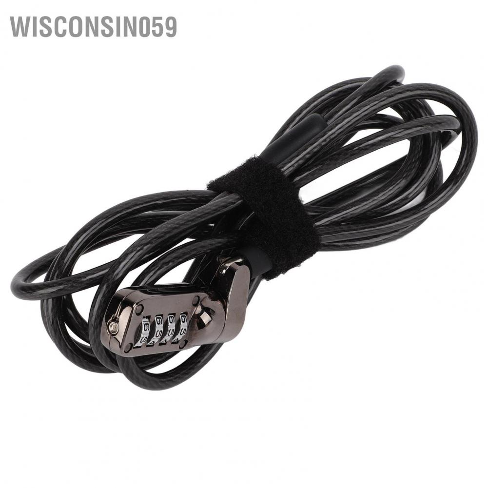 Wisconsin059 Computer Combination Cable Lock 4 Digit Password Universal Resettable Anti Theft for PC Desktop Projector LCD