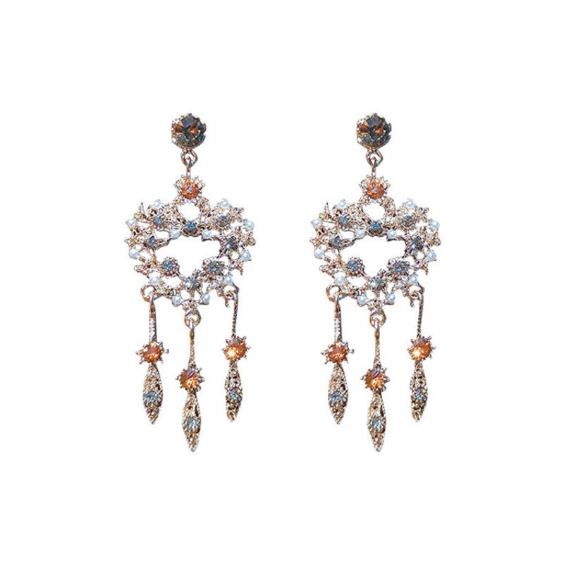 Bông Tai Mạ Bạc 925 Hình Trái Tim Đính Kim Cương