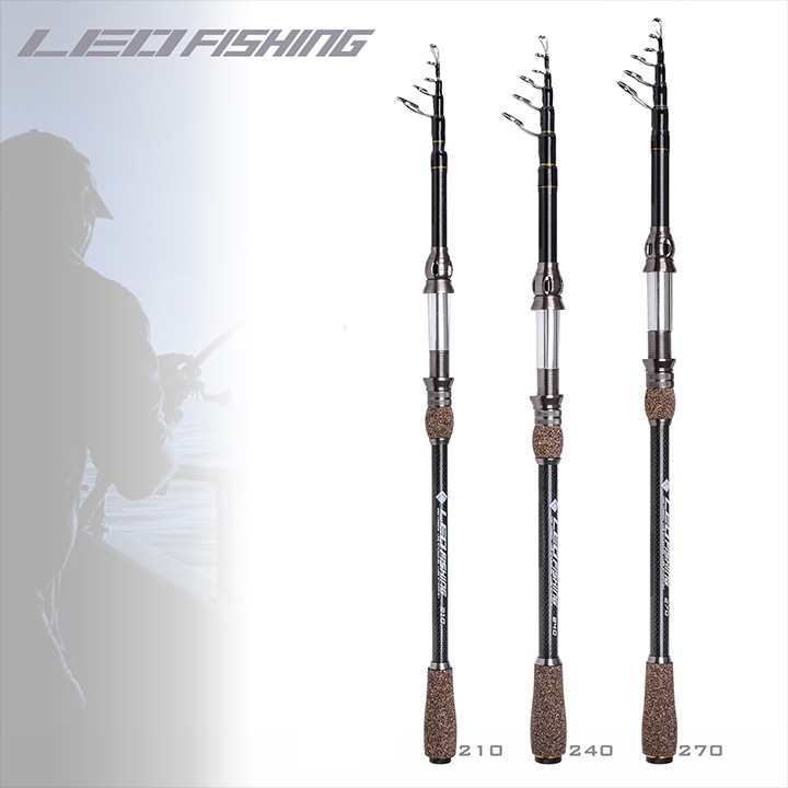 Cần câu lure carbon dáng đứng LEO fishing cần câu cá carbon đầu bu chống xoắn pat máy kim loại CM10