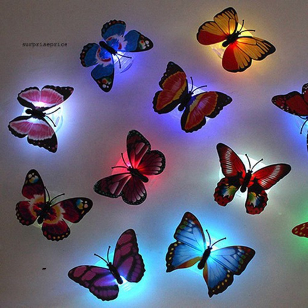 Đèn ngủ bóng LED đổi màu chạy pin hình bướm dễ thương gắn tường trang trí phòng ốc trong nhà