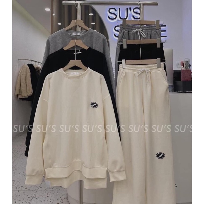 Bộ thể thao logo bo ống sẵn 3 màu hot  [FREE SHIP]