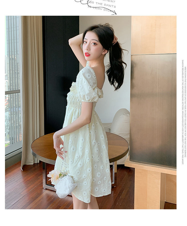 ⭐0412⭐Women dress   new style dress   French square neck puff sleeve dress