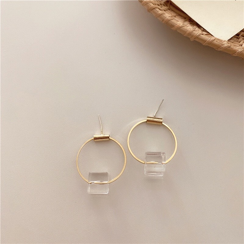 Bông Tai Nữ Cao Cấp ERASHOP 078497 - Tròn Khối Vuông Trong Vintage, Đơn Giản, Phù Hợp Đi Tiệc, Đi Chơi, Siêu Rẻ Đẹp