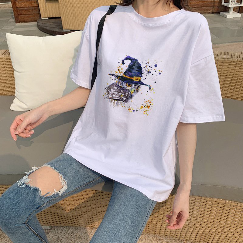 Áo Thun Tay Lỡ In Nhiệt Phù Thủy Cú form Unisex nam nữ phong cách Ulzzang ATIN33 - Áo Phông Unisex dễ mặc, năng động | BigBuy360 - bigbuy360.vn