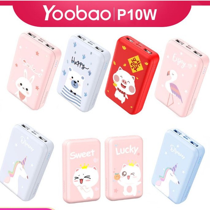 Pin Sạc dự phòng Yoobao mini 10000mAh P10W nhỏ gọn nhiều mẫu hình cute cho bạn gái Hãng Phân Phối Chính Thức