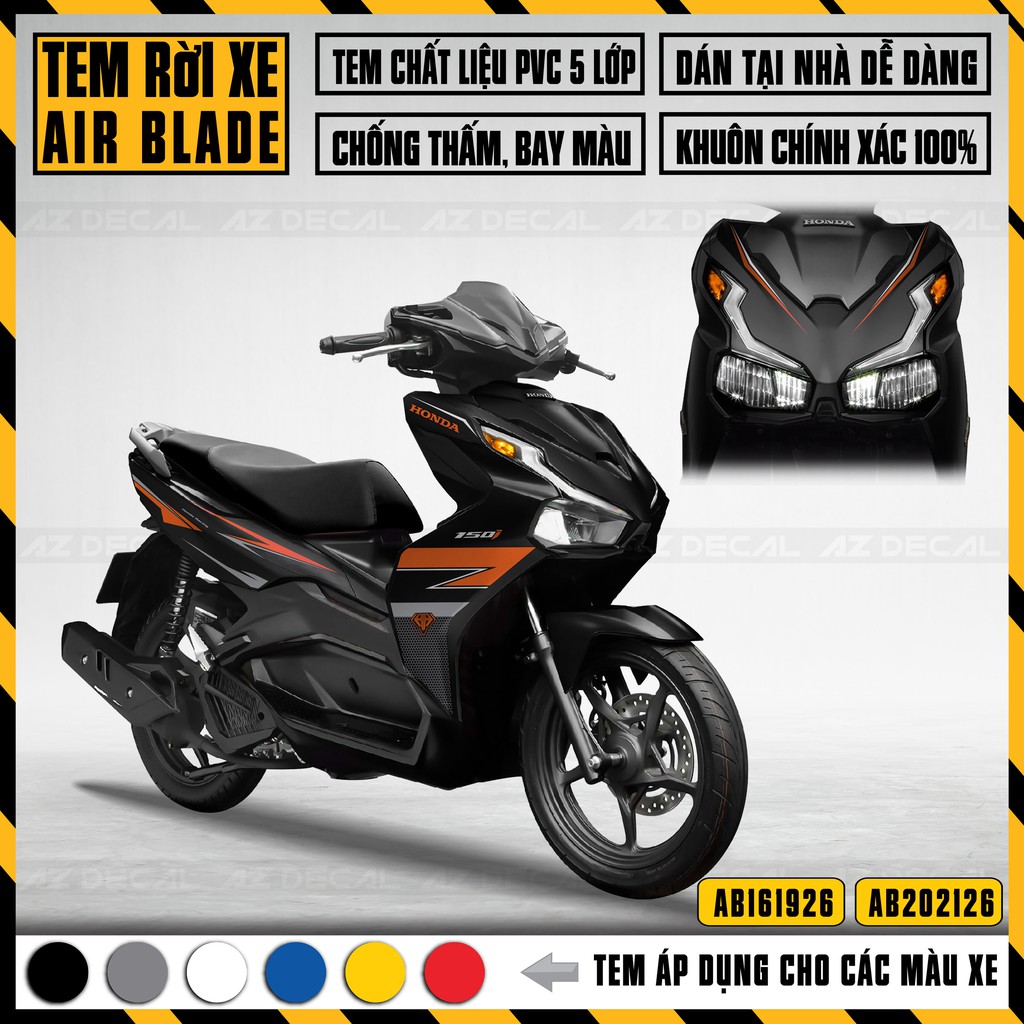 Tem Xe Airblade Mới Nhất Cho Xe AB 2016 - 2022 | AB26 | Chất Liệu Decal Chống Thấm Nước, Chống Phai Màu