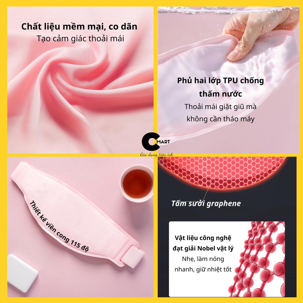Đai Massage Giảm Đau Sưởi Ấm Bụng Phụ Nữ Kỳ Kinh Nguyệt Beici BA503  [CMART_GIA DỤNG TIỆN ÍCH]
