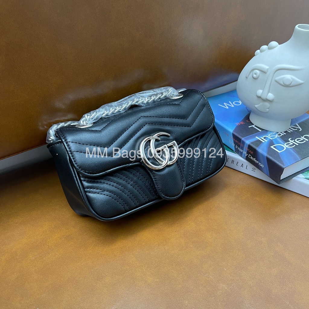 Túi xách nữ đeo chéo GC lưng tim size 22 da đẹp xích dày đi chơi đi học