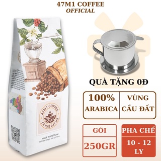 Cà phê nguyên chất 250gr cafe arabica cầu đất đà lạt rang xay mộc 100% bột pha phin hạt pha máy espresso từ 47m1 coffee
