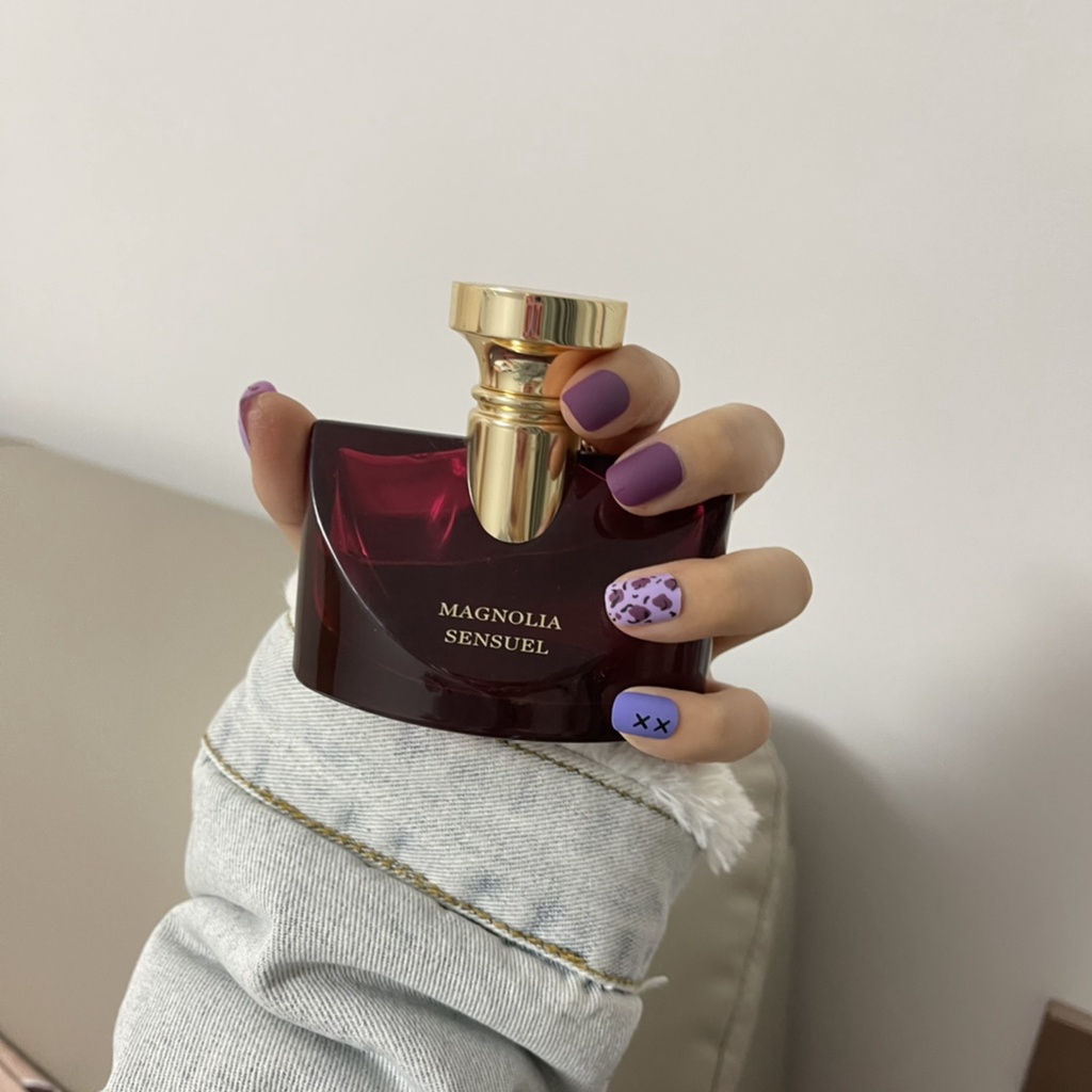 YADORNOS Set 24 Móng Tay Giả Họa Tiết Da Báo Màu Tím Xinh Xắn Kèm Keo Dán