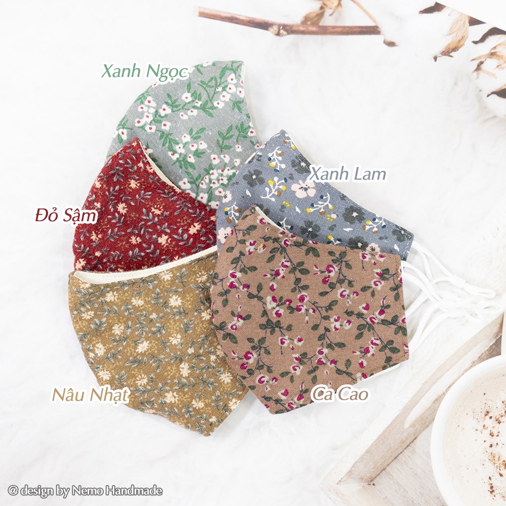 Khẩu Trang 3 Lớp Linen Hoa Vintage Nemo Handmade, Có Nút Điều Chỉnh Dây Phù Hợp Với Mọi Gương Mặt - KTLNH5M | BigBuy360 - bigbuy360.vn