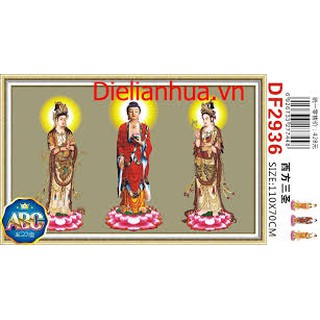 Tranh đính đá Tam Thế Phật DF2936 (110x70cm) chưa đính