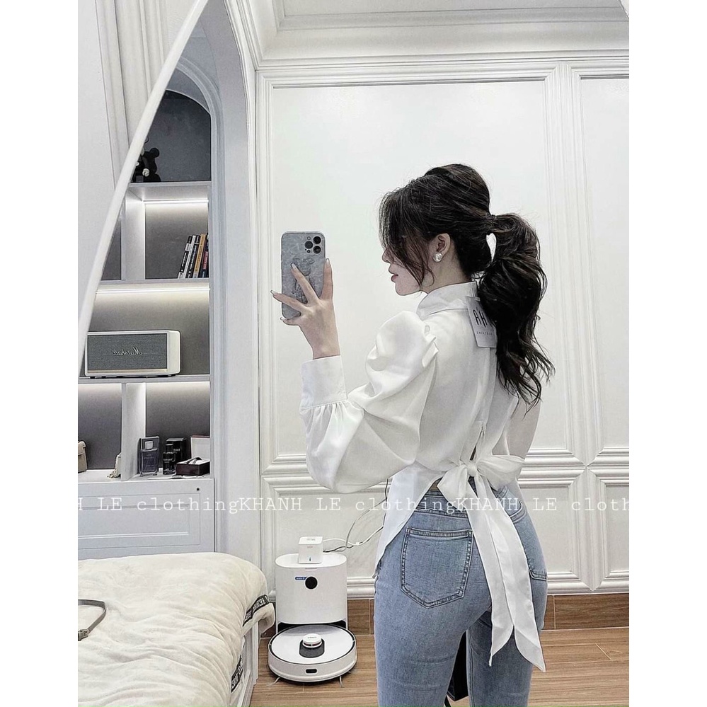 Áo sơ mi lụa buộc  nơ sành điệu cá tính