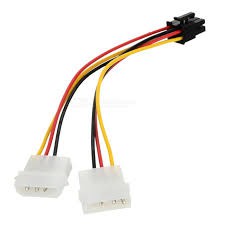 Dây chuyển nguồn Phụ cho Card VGA ATA 4 pin x2 thành PCI-E 6 pin