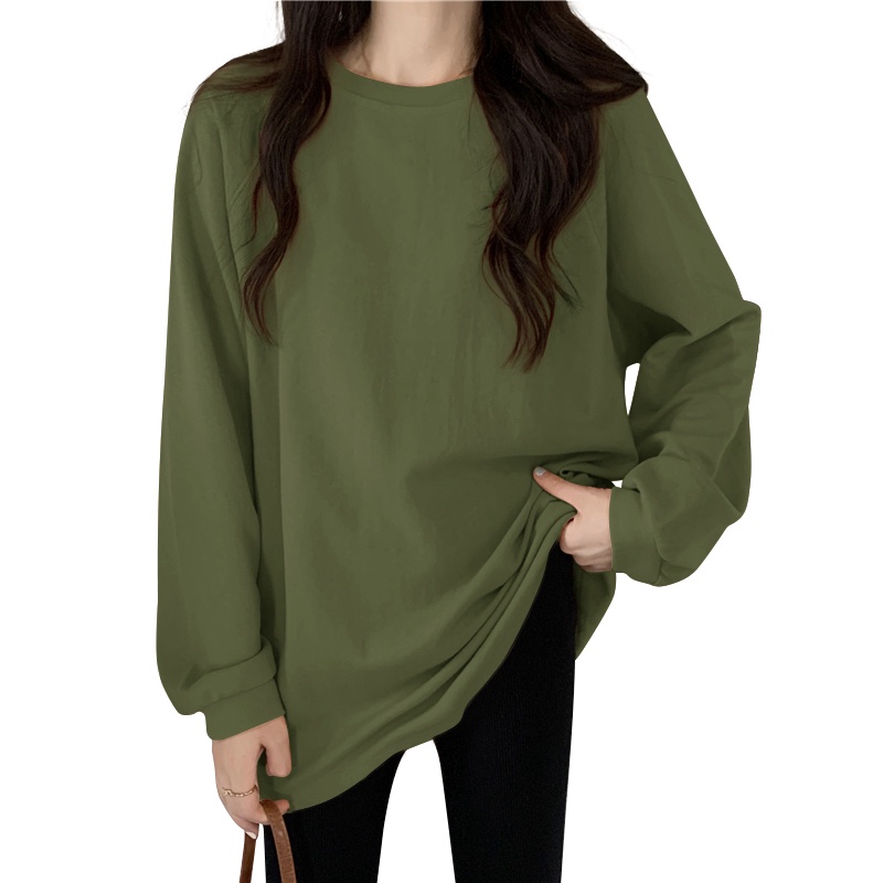 Áo kiểu dài tay ZANZEA cổ tròn màu trơn thời trang cho nữ