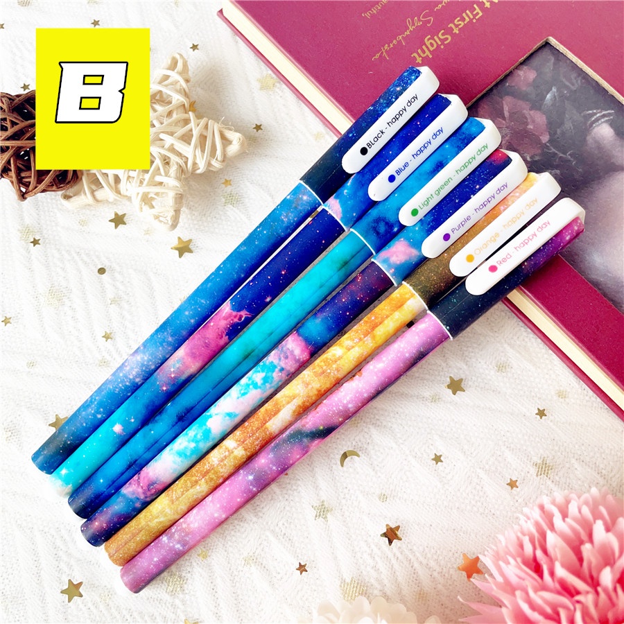 ❀ Bút Bầu Trời Sao ❀ Set 6 Bút Mực Gel Chuyên Dụng Chất Lượng Cao