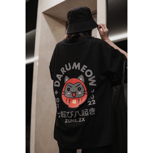 Áo thun nam nữ thiết kế form rộng unisex cotton tay ngắn in hình thần tài DARUMEOW phong cách Nhật Bản ZUNE.ZX