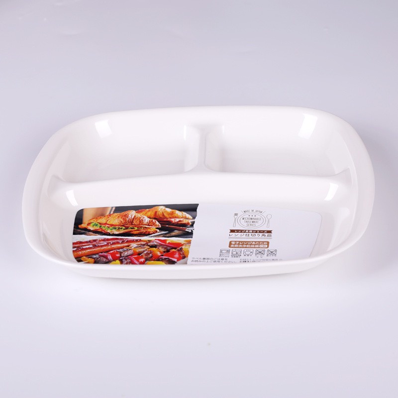 Khay ăn dặm cho bé Inomata bằng nhựa 21x24cm chia 3 ngăn giúp bé tập ăn theo khẩu phần mỗi bữa dễ dàng Bunakids AD15