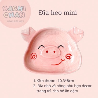 Đĩa chén ăn dặm hình heo cute [FREESHIP] - mini 10,3*8cm - Chất liệu sứ cao cấp