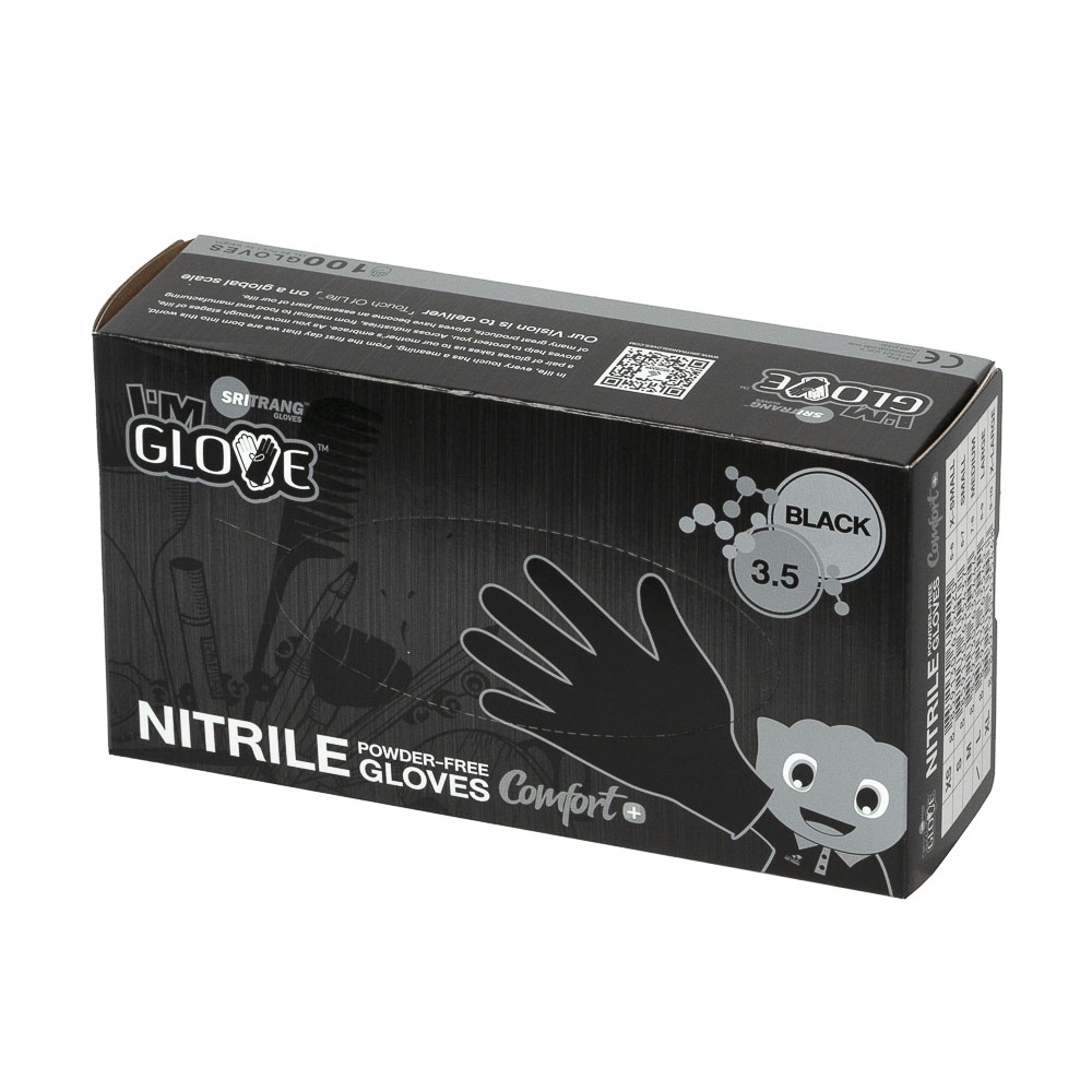 Găng tay y tế không bột màu đen dùng trong nhà bếp, spa thẩm mỹ, nuôi trồng thủy hải sản, sơ chế nông sản cao cấp da tay