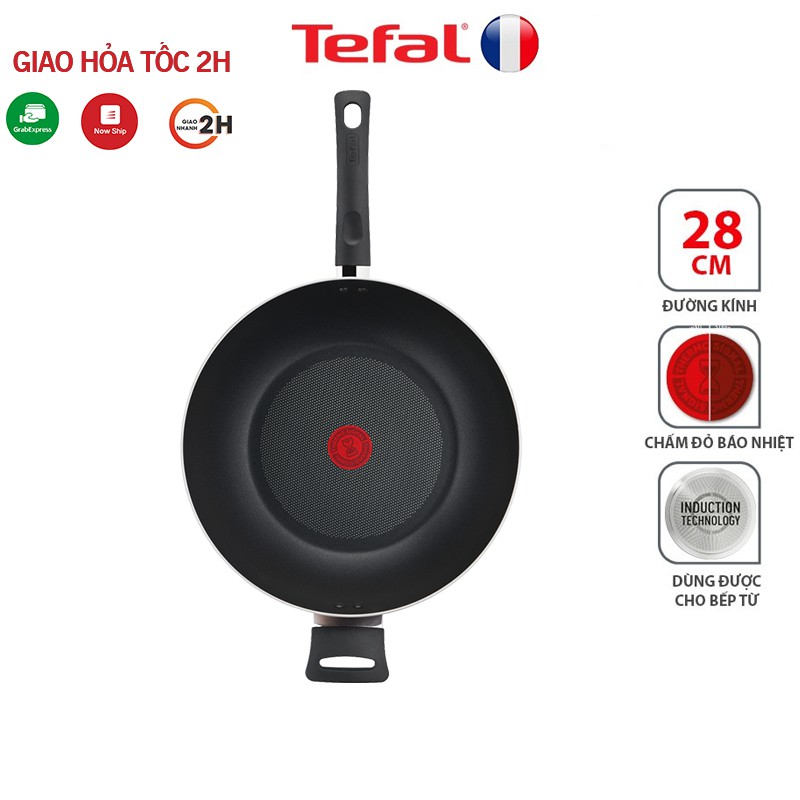 Chảo xào sâu lòng đáy từ Tefal Day By Day G1436606 phủ chống dính Titanium, 2 quai cầm chống nóng-TEfal.saulongtaycamdbd