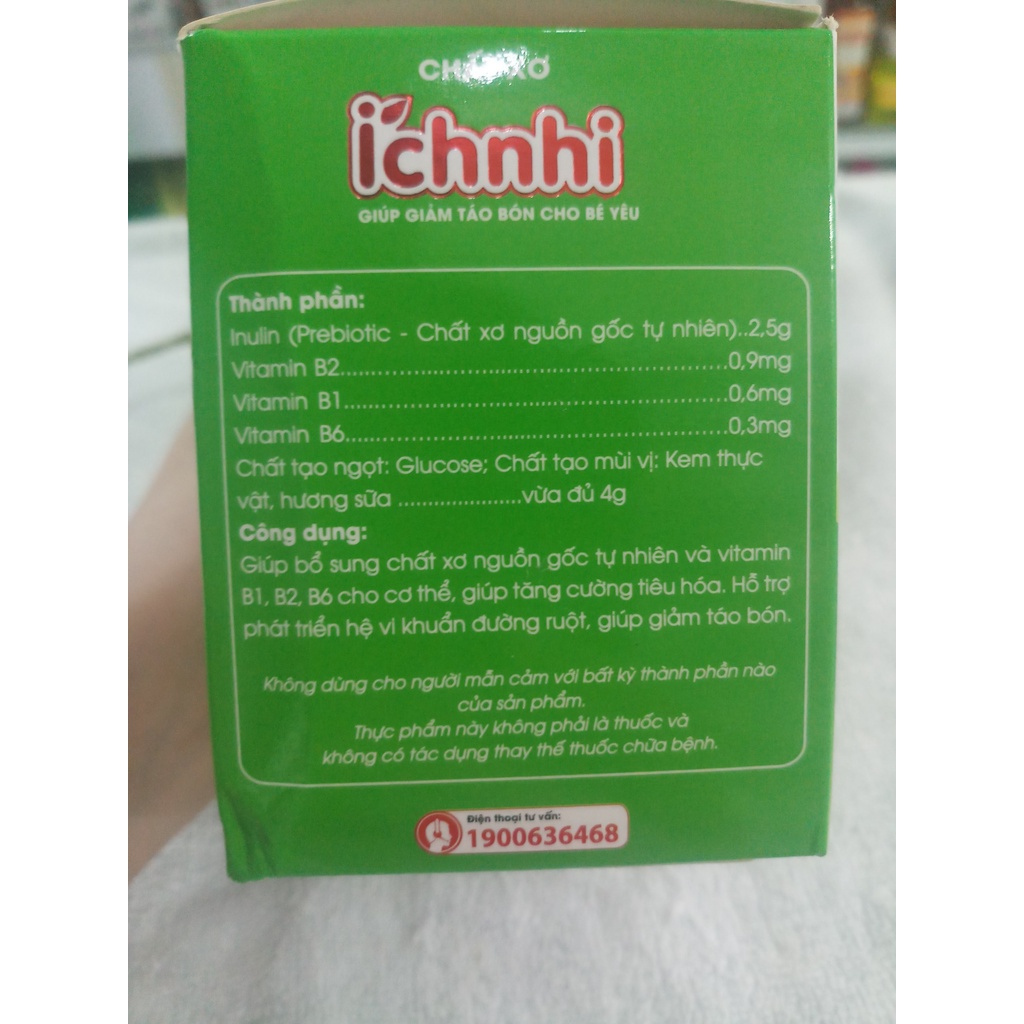 Chất xơ ích nhi, cốm chất xơ hòa tan cho bé, giảm táo bón, đầy hơi, chướng bụng, khó tiêu (hộp 20 gói)