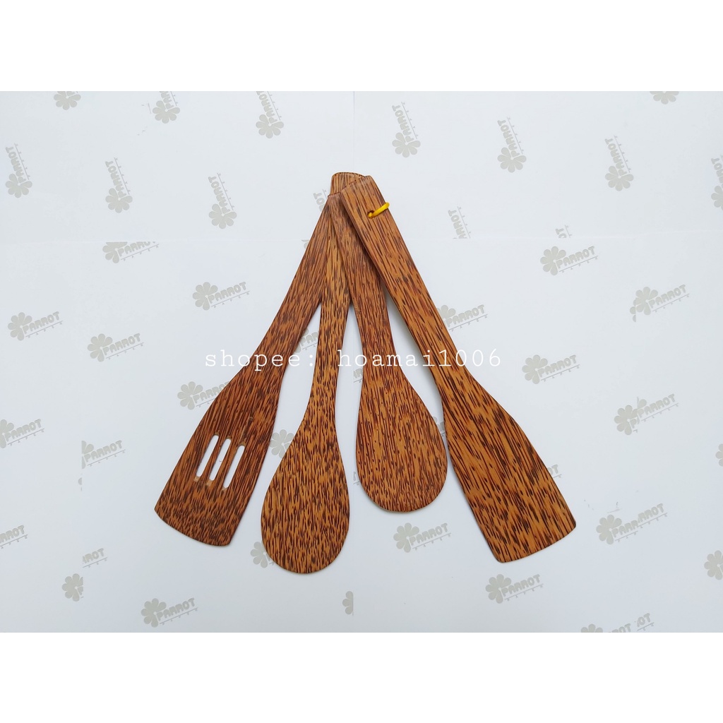 Bộ Tứ Chiên Xào - Vá Sạn Gỗ Dừa tự nhiên