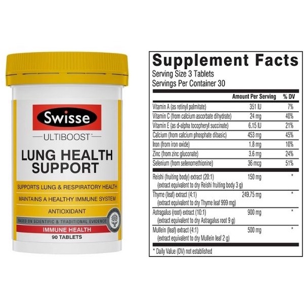 Viên Uống Bổ Phổi Thải Độc Phổi Úc - Swisse Lung Health Support 90 VIÊN - chemisthoise