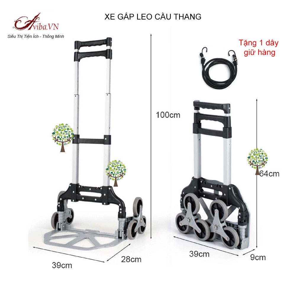 Xe Đẩy AVIBA Hợp Kim Nhôm Cao Cấp- Xe Đẩy Gia Đình Xe Đẩy Hàng Ngoài Trời Gấp Gọn Tải Trọng 85kg (TẶNG KÈM DÂY CHẰNG).
