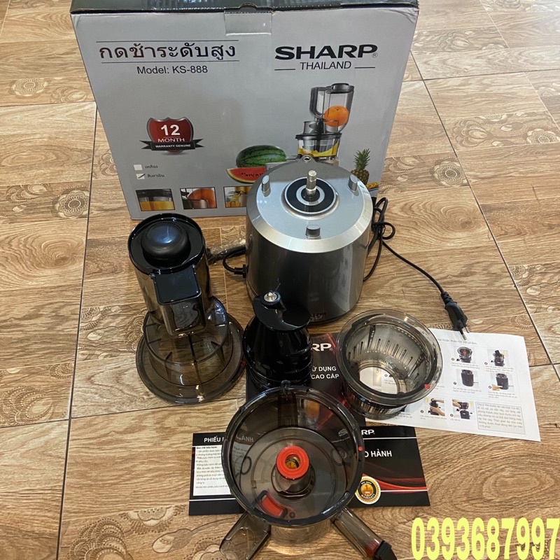 Máy ép chậm trái cây Hoa Quả Sharp Xuất xứ Thái Lan Công Suất mạnh 240w Công nghệ ép lạnh giữ nguyên dưỡng chất Vitamin