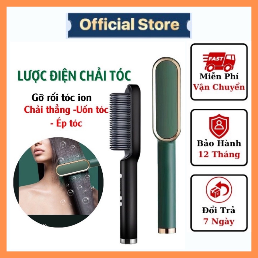 Lược Điện Chải Tóc Tạo Kiểu Chuyên Nghiệp - Kiêm Máy Uốn - Duỗi - Ép Tóc -BH 12 tháng