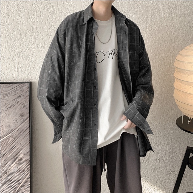Áo sơ mi dáng rộng nam họa tiết kẻ sọc phong cách Hàn Quốc áo sơ mi nam sọc caro thời trang áo sơ mi caro nam áo sơ mi nữ form rộng bông áo sơ mi form rộng