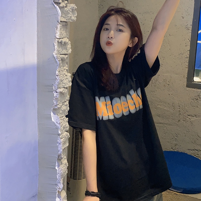 NRVP Áo Thun Nữ Oversize Cổ Tròn Thời Trang Hàn Quốc