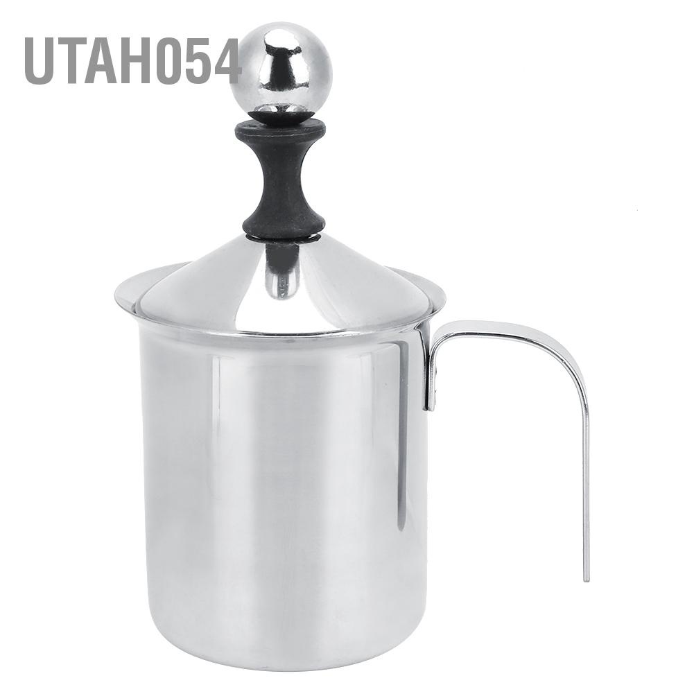 Hàng Sẵn Ca đánh sữa lạnh latte 400ml inox 2 lớp lưới , tạo bọt sữa cầm tay (làm caphe bọt) Máy đánh kem sữa lưới đôi bằng thép không gỉ【Utah054】